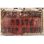 GWR untitled cast iron notice FIRE ENGINE ROUTE KEEP CLEAR in as removed condition from an