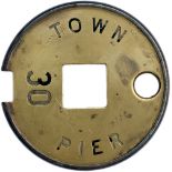 Tyers No6 single line brass and steel tablet TOWN-PIER from the last section of the Lymington