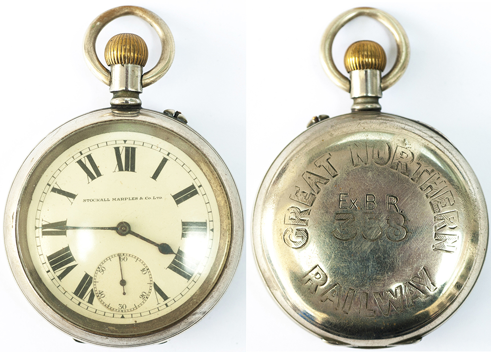 Great Northern Railway Guards watch No 358. In a nickel case with a brass English lever movement