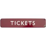 BR(M) FF enamel doorplate TICKETS. Measures 18in x 3.5in. In very good condition with one small