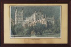 Carriage Print EXETER CATHEDRAL, DEVON by Donald Maxwell from the Original Southern Railway