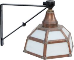 Southern Railway copper platform lamp complete with original china glass and steel mounting bracket.