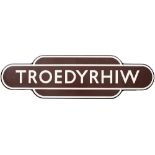 Totem BR(W) FF TROEDYRHIW from the former Great Western Railway station between Merthyr and