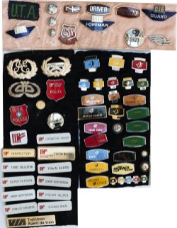 A large selection of IRISH RAILWAY and BUS cap and lapel badges. In total 64 items to include; C.I.