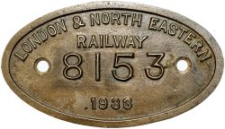 Worksplate LNER 9x5 LONDON & NORTH EASTERN RAILWAY 1933 8153 ex LNER Sentinel Y1/2 0-4-0 LNER 59/