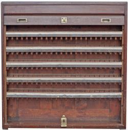 GWR mahogany and pine roll front Ticket dispensing/storage cupboard. In very good condition complete