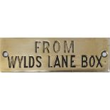 GWR hand engraved brass shelf plate FROM WYLDS LANE BOX. The plate is made from a much earlier