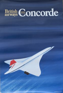 Poster BRITISH AIRWAYS CONCORDE. Double Crown 20in x 30in. In very good condition, marked BA933 at