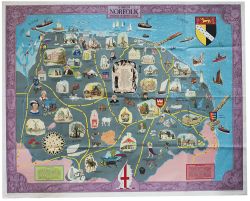 Poster BR A MAP OF NORFOLK. Quad Royal 40in x 50in. Published by British Railways Eastern Region. In