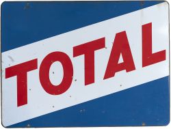 Advertising motoring petrol enamel sign TOTAL. Double sided measuring 35in x 26in. Both sides in
