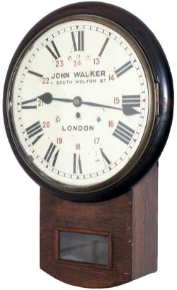 LBSCR 14in oak cased chain driven fusee railway clock 183B. The original dial repainted post 1948 by