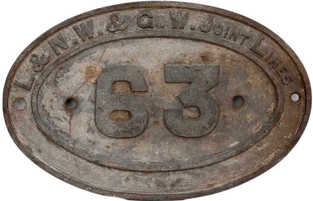 London North Western and Great Western Joint Railways Cast iron bridgeplate 63. Face Cleaned and