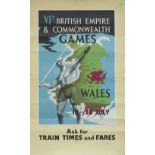 Poster BR VIth BRITISH EMPIRE COMMONWEALTH GAMES WALES 1958. Double Royal 25in x 40in. Printed by