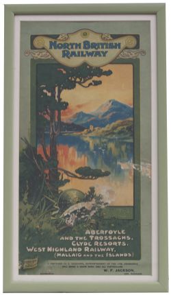 Advertising poster NORTH BRITISH RAILWAY ABERFOYLE AND THE TROSSACHS, CLYDE RESORTS, WEST HIGHLAND
