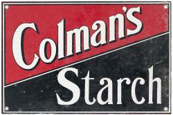 Enamel painted advertising sign COLMAN'S STARCH. In good condition measures 12in x 8in.