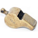 Taff Vale Railway brass permanent way whistle, stamped on the side T.V.R. PWAY 163 and stamped on