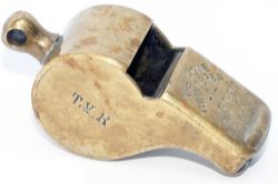 Taff Vale Railway brass permanent way whistle, stamped on the side T.V.R. PWAY 163 and stamped on