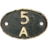 Shedplate 5A CREWE NORTH 1950-1965. In ex loco condition.