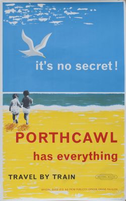Poster BR ITS NO SECRET PORTHCAWL HAS EVERYTHING by John Wright. Double Royal 25in x 40in. Published
