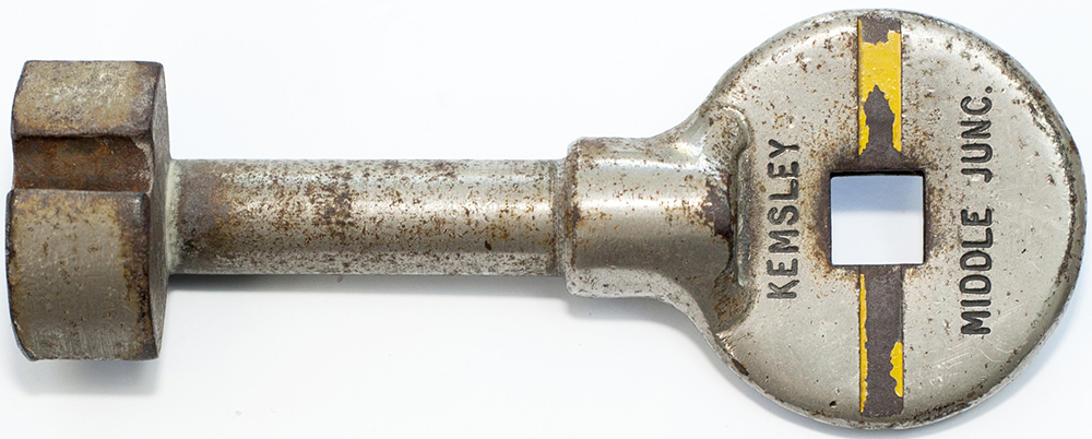Tyers No9 chrome plated steel single line key token KEMSLEY-MIDDLE JUNCTION. A former SECR