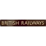 BR(W) enamel double royal poster board heading BRITISH RAILWAYS in full. Measures 27in x 4in and