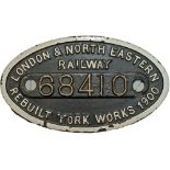 Worksplate LNER 9x5 LONDON & NORTH EASTERN RAILWAY REBUILT YORK WORKS 1900 68410 ex J77 0-6-0T NER