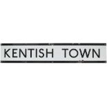 London Transport enamel frieze sign KENTISH TOWN. Measures 48in x 9in and is in good condition