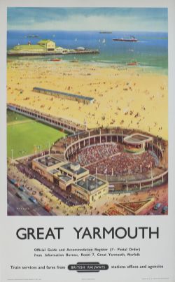 Poster BR GREAT YARMOUTH by Bagley. Double Royal 25in x 40in. Published by British Railways