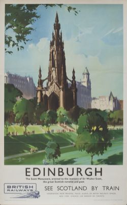 Poster BR EDINBURGH THE SCOTT MONUMENT by Claude Buckle. Double Royal 25in x 40in. Published by