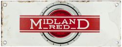 Bus motoring advertising enamel sign MIDLAND RED. Measures 9in x 3.5in and is in good condition with