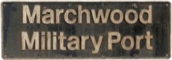 Nameplate MARCHWOOD MILITARY PORT ex BR Class 47 diesel 47213. Named at Marchwood Military Port on