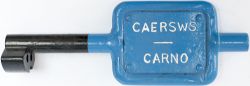 GWR Tyers No9 single line steel key token CAERSWS - CARNO, configuration B, has been repainted.