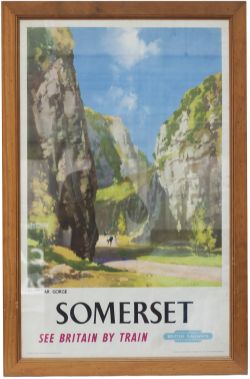 Poster BR SOMERSET CHEDDAR GORGE by Wooton. Double Royal 25in x 40in. In good condition mounted in a