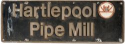 Nameplate HARTLEPOOL PIPE MILL ex BR Class 37 diesels 37507, 37718 and 37682. Named in 1987,