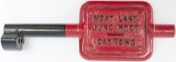 GWR Tyers No9 single line steel key token MOAT LANE JUNC WEST - CAERSWS, configuration A, has been