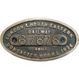 Worksplate LNER 9x5 LONDON & NORTH EASTERN RAILWAY BUILT DONCASTER WORKS 1938 67676 ex LNER V1/V3