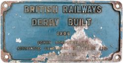 Diesel worksplate BRITISH RAILWAYS DERBY BUILT 1965 POWER EQUIPMENT BY ASSOCIATED ELECTRICAL