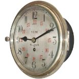 Pullman brass cased 8in railway clock, dial engraved and wax filled PULLMAN T.C.90 MADE IN ENGLAND