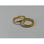 Two plain polished 22ct gold wedding bands, weight 10.