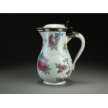 A Chinese famille rose silver mounted jug and cover, possibly Yongzheng,