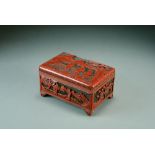 A Chinese cinnabar lacquer box and cover, 19th Century,