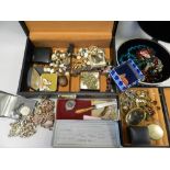 A collection of costume jewellery and jewellery boxes