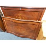 An Edwardian mahogany and marquetry double bedstead