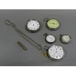 An open faced silver Kendal and Dent pocket watch together with two ladies silver fob watches,