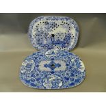 British blue printed pottery to include: a Davenport Scot's Illustrations Waverly drainer,