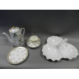 Early 19th century and later English porcelain teawares and other ceramics to three trays