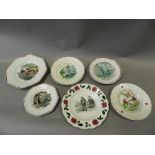 A collection of Staffordshire nursery printed plates (10)