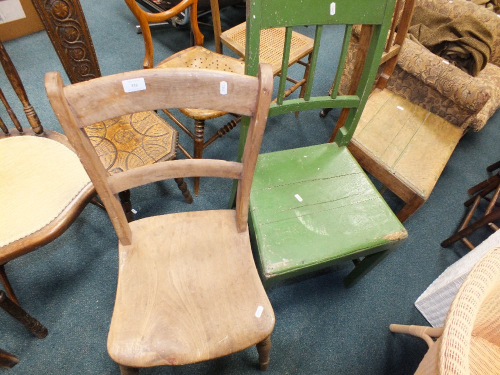 Three various 19th century kitchen chairs