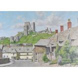 W Lambert Bell (British school, 20th century) Corfe Castle, Dorset,