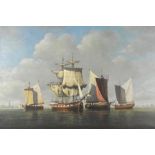 Denzil Smith (early 20th century) French brig amongst fishing boats, signed lower left,